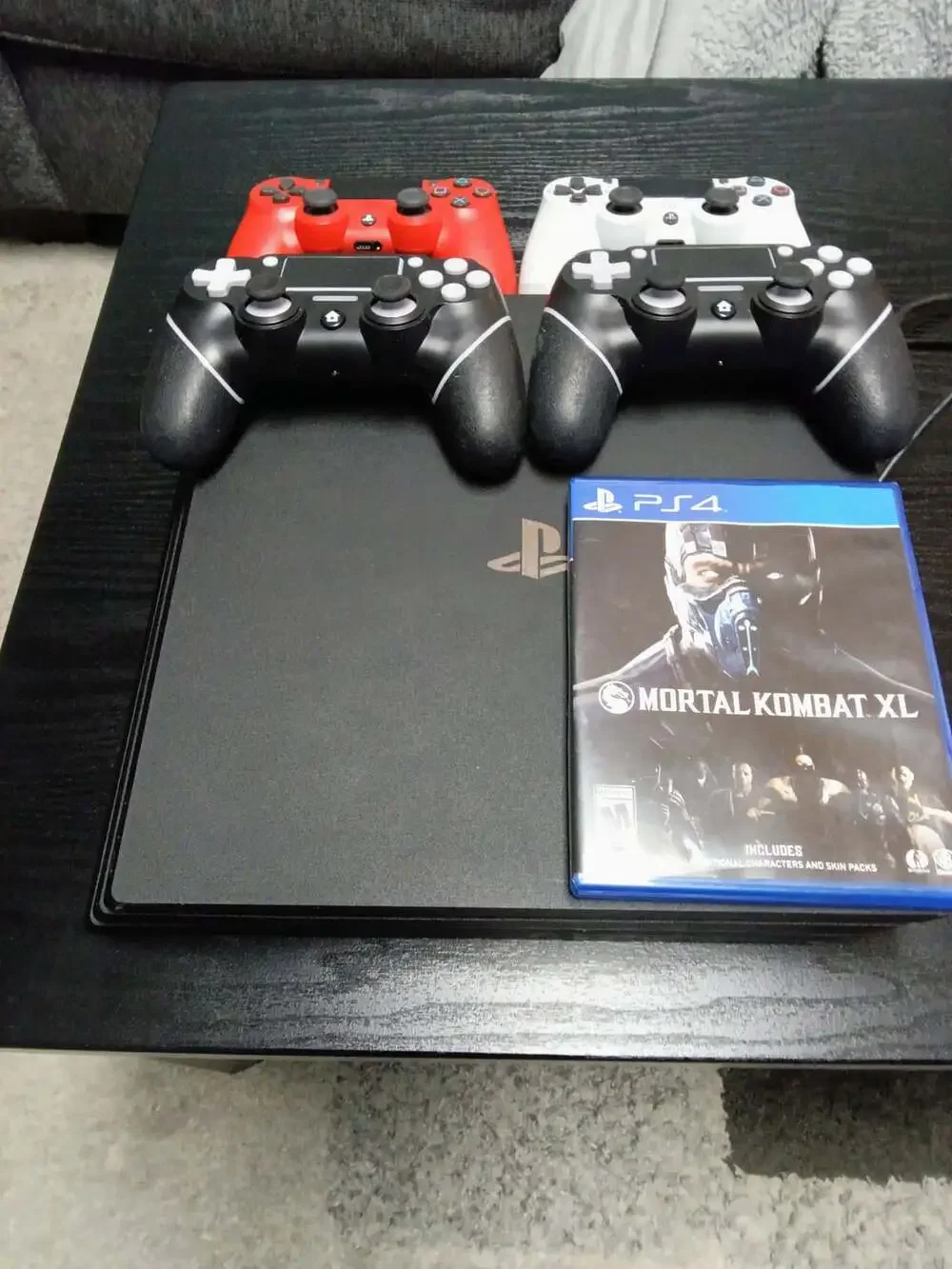 Sony PlayStation 4 Console Bundle with 4 Controllers and Mortal Kombat XL Game